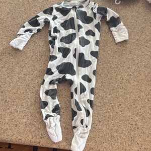 Angel Dear Black & White Cow Print Footed One-Piece